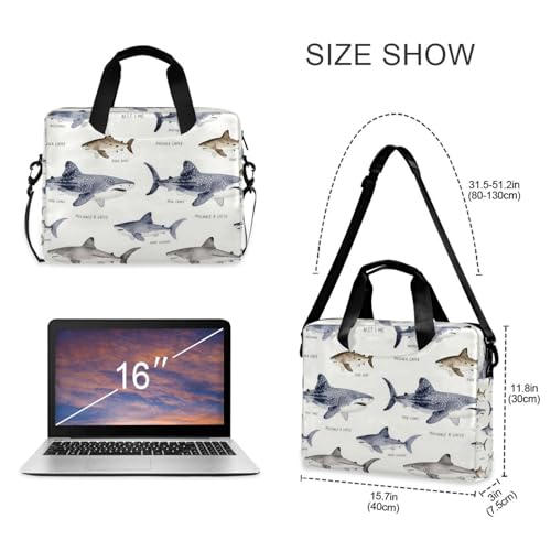 Funda para laptop 15.6 pulgadas con asa y correa blanca estilo retro miniatura 5