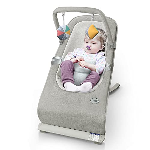 Image of Baby Bouncer, Portable Bouncer for Infants, Baby Bouncer with 3-Point Harness Seat & Infant to Toddler Rocker Easy to Fold for Babies 0-6 Months(Light Grey)