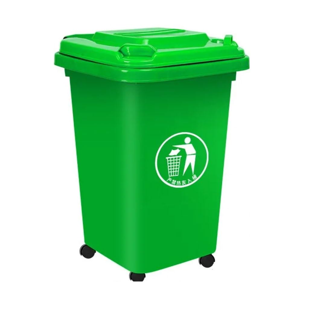 Poubelle Roulettes D'extérieur 30L 50L 100L 120L 240L Idéale For Terrasses Cuisines Réceptions Plein Air(Green,50L)