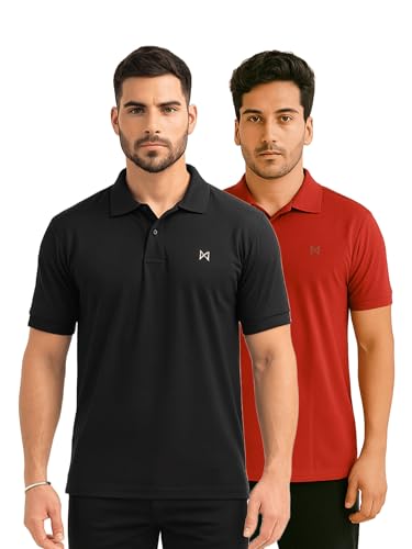 Image of Force NXT Men's Premium Microfiber Fabric Solid T-Shirt | Polo Neck Half-Sleeves T-Shirt for Men | Label Free with Anti-Static for Daily Uses