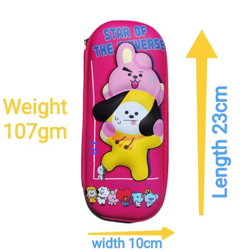 Image of EVA Large Capacity Stationery Box 3D Cartoon Pen Pencil case Multi-Compartment for School Students with Zip Closure -Best Birthday Gift for Girls, Boys & Kids (BT Pink)