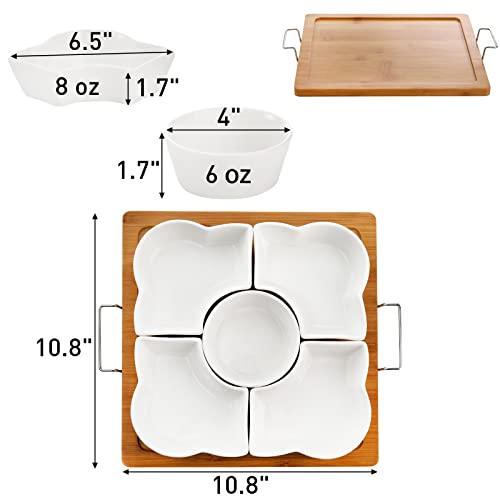 Youeon Appetizer Serving Tray, Ceramic Divided Serving Tray, Divided Serving Platters For Relish Dishes, Removable Serving Dishes For Chips And Dip, Condiment, Veggies, Candy And Snacks #TOP1