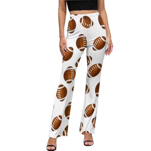 TZTTZT - TZTTZT Legging évasé pour femme, marron, rugby, football américain, jambe large, pantalon de yoga bootcut avec contrôle du ventre, Noir/blanc, M