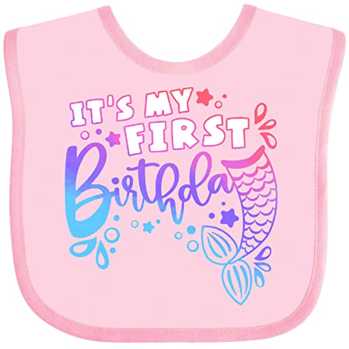 inktastic It's My 1st Birthday Mermaid Tail Baby Bib Pink 4132c