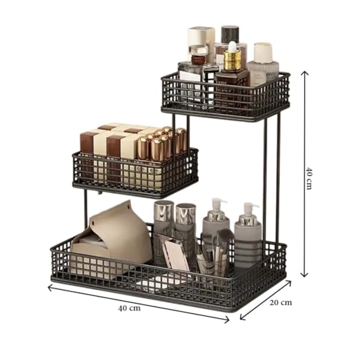 Image of 4 Tier Fruit Basket for Kitchen | Space Saving Decorative Kitchen Organizer | Multi-Layer Dining Table Organizer for Fruits, Snacks & Jars (3 Tier - Black)