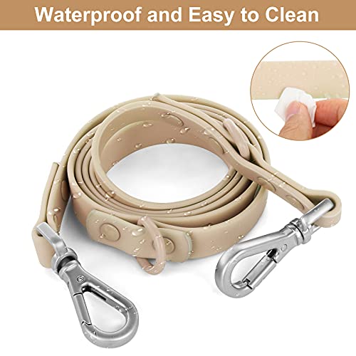 Waterproof-Dog-Leash-Standard-Dog-Leashes-with-2-Hooks-for-Walking-Adjustable-Lengths-for-Traffic-Control-Safety-Durable-and-Odor-Proof-for-Medium-Large-Dogs-Sand-ColorM
