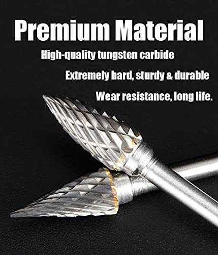 Fotybei OVERTONE Tungsten Carbide Rotary Burr Set For Dremel, 10Pcs Carbide Double Cut Carving Burr Bits With 1/8 Inch Shank Rotary Tool Accessories For Woodworking, Engraving, Drilling, Steel Metal Working thumb #3