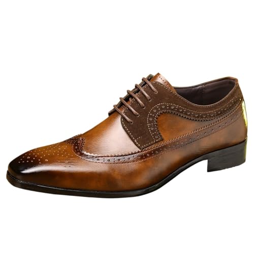 Men's Lace-Up British Style Vintage Brogue Business Formal Shoes Office Wedding Dress Shoes