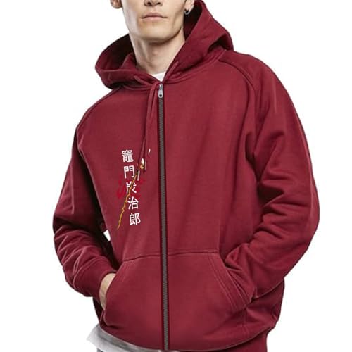 Image of Anime Zipper Hoodie for Men Stylish | Regular Fit Demon - Slayer Printed Hoodie | Cotton Fleece Long Sleeve Zip Up Hoodie Sweatshirts