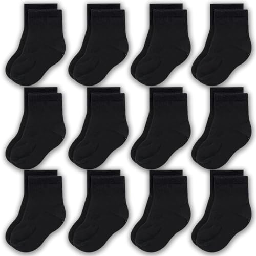 Image of CozyWay Baby & Toddler Socks Crew Comfy Cotton Socks For Girls and Boys Babies Soft & Breathable Infant - 12 Pack