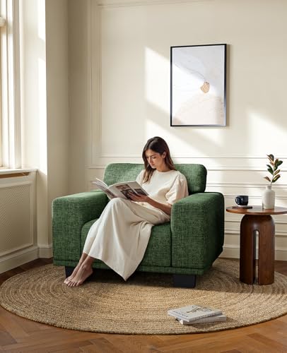 Image of Amada 40 inch Oversized Accent Sofa Chair, Modern Armchair with Deep Seat, Comfy Upholstered Large Reading Chair with Removable Washable Covers for Living Room & Bedroom Office, Green