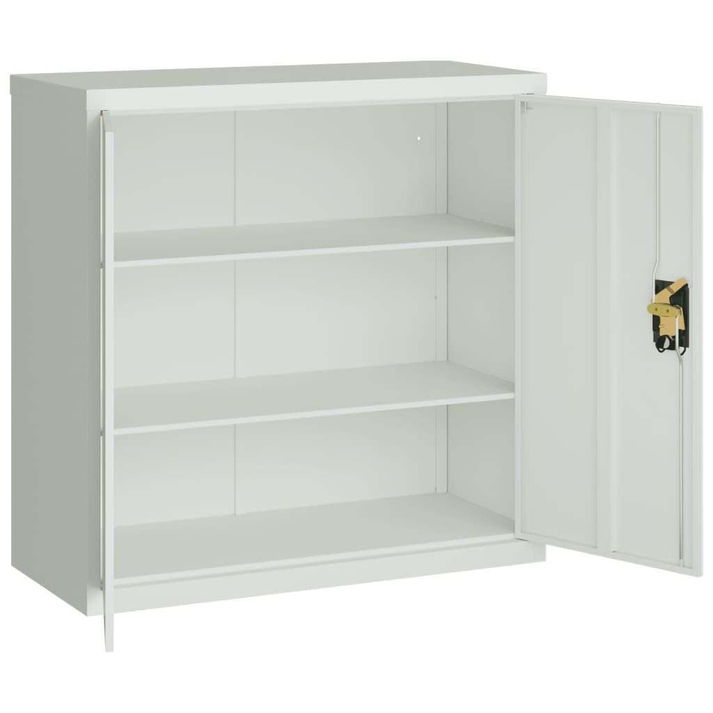 Générique Raccoglitore grigio chiaro 90 x 40 x 130 cm in acciaio con 2 ripiani regolabili, chiudibile per la sicurezza dei file, spazio per scrivania spazioso e durevole