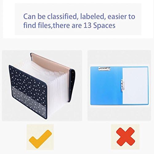 Expanding File Folder Document Organizer Expandable Filing Folders A4 Accordion with Cover 13 Pockets Expander Storage for Office/Business/School/Family Bill Paperwork (Black)