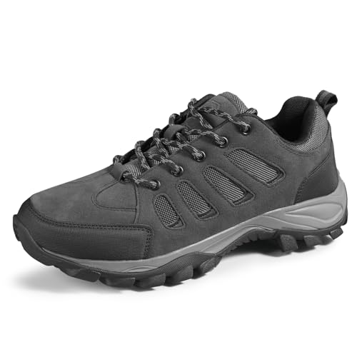 TRAILBLITZ Men's Hiking Shoes Fashion Walking Sneakers Outdoor Casual Workout Footwear Non Slip Comfortable Lightweight Breathable Trekking Climbing Backpacking Trail Running(9 Men，BlackGray)