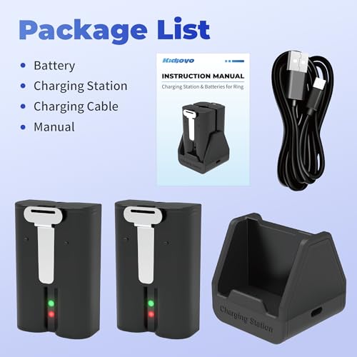 Image of Kidjoyo 2 Pack Replacement Battery for Ring Doorbell - 7200mAh Rechargeable Quick Release Batteries with Charger Station for Ring Doorbell Stick Up Cam Spotlight Cam and Other Cam, Long-Lasting Life