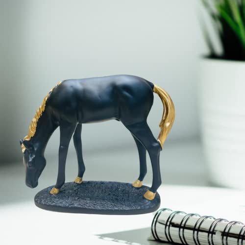 Image of AUGEN Polyresin Black Horse Idol Statue Showpiece for Home Decor Decoration and Gifting (1 Piece, 8104B)