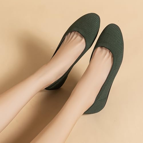 Women's Knitted Ballet Flats Round Toe Casual Walking Shoes4