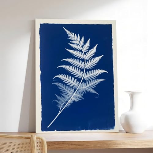Cadre cadeau affiche abstraite fleur bleue toile décoration maison