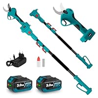 Yofidra 2-In-1 Akku Astschere Teleskop - 40mm Elektrische Gartenschere mit 2x3.0Ah Akkus, mit 1-2.3m Teleskopstange, SK5 Stahlklingen, 180° Rotationskopf, Kabellose Baumschere für Äste, Obstbaum