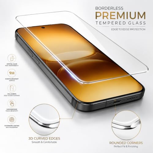 Image of ArmourPro 3D Borderless Tempered Glass for iQOO 15R, HD Clear Curved Edge to Edge Screen Protector, 9H Hardness, Oleophobic Coating, Case Friendly | Pack of 1