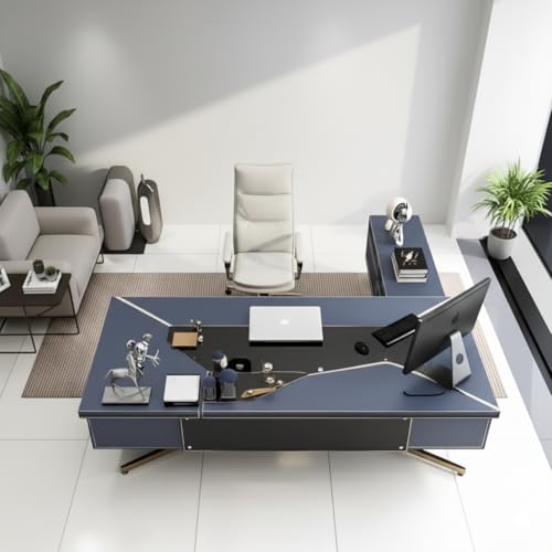 Image of Lakdi The Furniture Co Luxury Director's L-Shape Office Table and Premium Executive Desk with Integrated Drawers, CPU Storage & Reversible Orientation - LDL-706