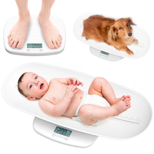 Image of Momcozy Multi-Functional Baby Scale for Toddler, Children, Pet, Adult, Removable Scales for Body Weight & Height Measurement, Perspectives Switch, 5 Units, Digital LED Screen, Auto-Off, Up to 330lb