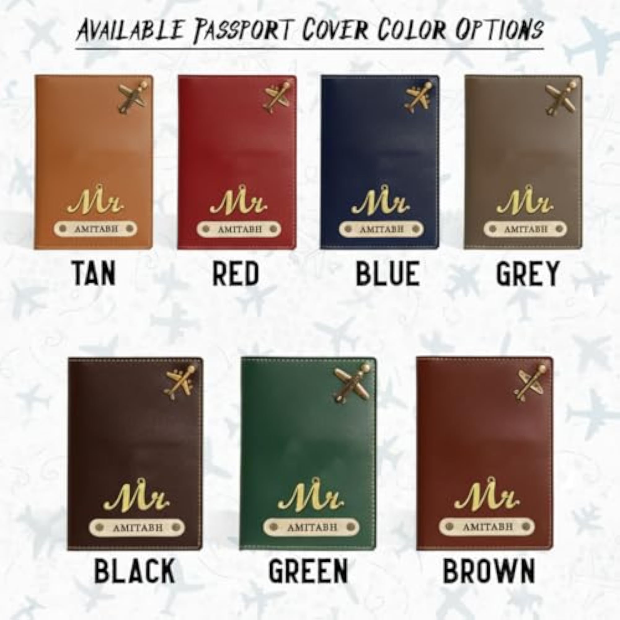 Personalised PU Leather Passport Cover with Name, Unisex Travel Wallet