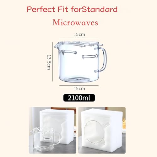 Cocinador de bacon para microondas de vidrio borosilicato termorresistente 2,1L 8