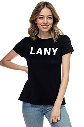 LANY Official Short Sleeve Crew Neck Rayon Spandex Jersey TEE (Black, Small)