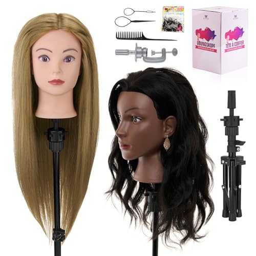 Mannequin Head Human Hair Doll Head Cosmetology Real Human Hair Mannequin Head for Hairdresser Braiding