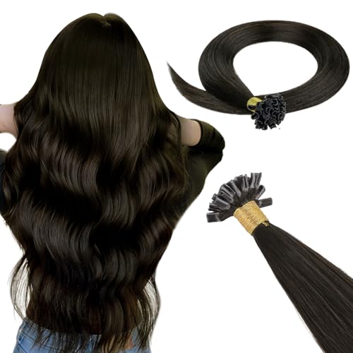 HOTBANANA U Tip Hair Extensions Human Hair, Keratin Bonded Tips, #2, 14inch: retailer-supplied image