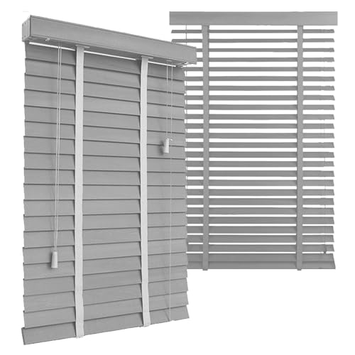 Persianas de Madera per InterniEsterno, Blackout para Ventanas Interiores 60cm 80cm 100cm 115cm 125Cm 180Cm para Dormitorio, Baño Y Sala de Estar(F)