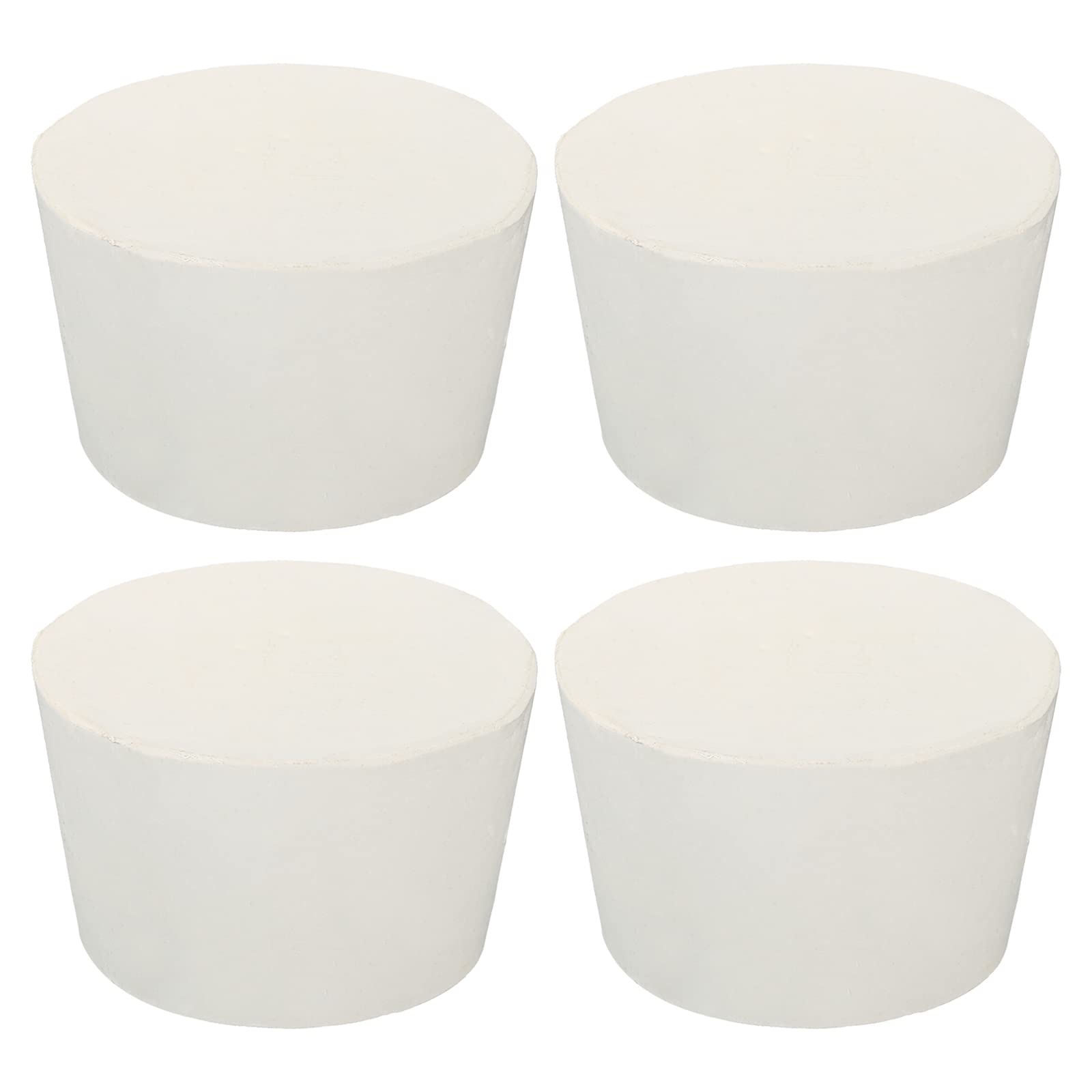sourcing map Tapón cónico de goma de 51 mm a 62 mm, tubo de ensayo sólido, color blanco, 4 piezas
