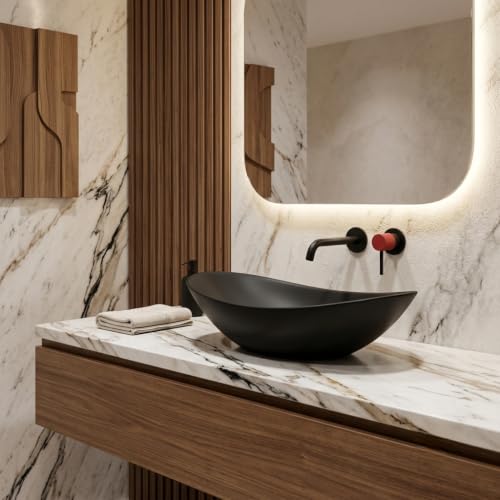 Image of Ceramic Imported Luxurious Black Matt Table Top Wash Basin /Bathroom Countertop Basin /Vessel Sink
