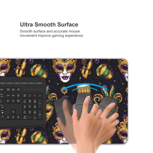 Tapis de souris de jeu grand format mascarade dorée et violette - 4