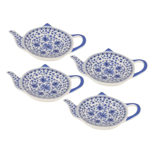 VALICLUD 4pcs Teapot-Shaped Tea Bag Dish Creative Sauce Dish for Home Kitchen Elegant Tea Bag Storage for Parties and Daily Use