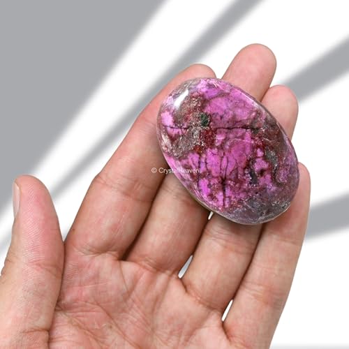 Image of Certified Cobalt Calcite Crystal Palm Pebbles Stones for Anxiety Stress Relief Massage - AAA Grade Original Healing Gemstone Agate Palm Stone for Yoga Meditation Spiritual Reiki Feng Shui
