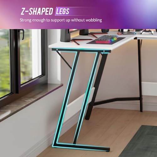 Image of Deskio Siyora L Shaped Table I Computer Table for Home Pc I Office Computer Table for Home I Rounded Corner Desk I Gaming I Worktable (130 Cm x 50 Cm x 75 Cm) White Wood, Metal - DIY