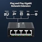 Mini 5 Port Gigabit PoE+ Switch, Unmanaged Gaming Switch, Unmanaged PoE Switch, Network Hub, Plug & Play, Desktop, Sturdy Aluminum Housing - Image 4