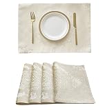 HIRUN ARTWORK Placemats Set of 4, Jacquard Fabric Place Mats Washable Fabric Tablemats for Dining Ta