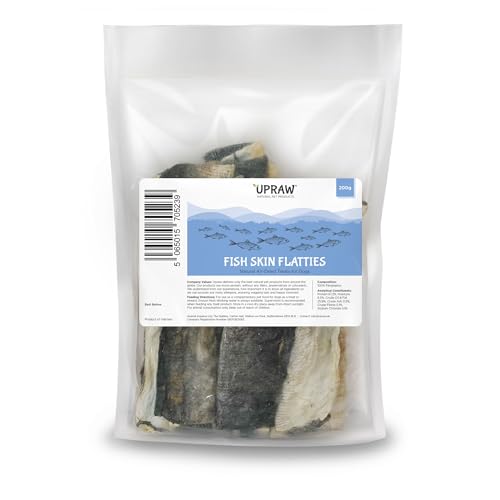 Fish Skin Flatties for Dogs (200g) Healthy Dog Treat & Chew - Natural, Grain-Free & Hypoallergenic Chews - Healthy, Air-Dried Treats Low in Fat