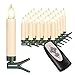 Produktbild 25 kabellose LED Kerzen mit Timerfunktion, Dimmer, flackernde Flamme und Fernbedienung | Innen und Außen | inkl. Batterien | warm-weiß