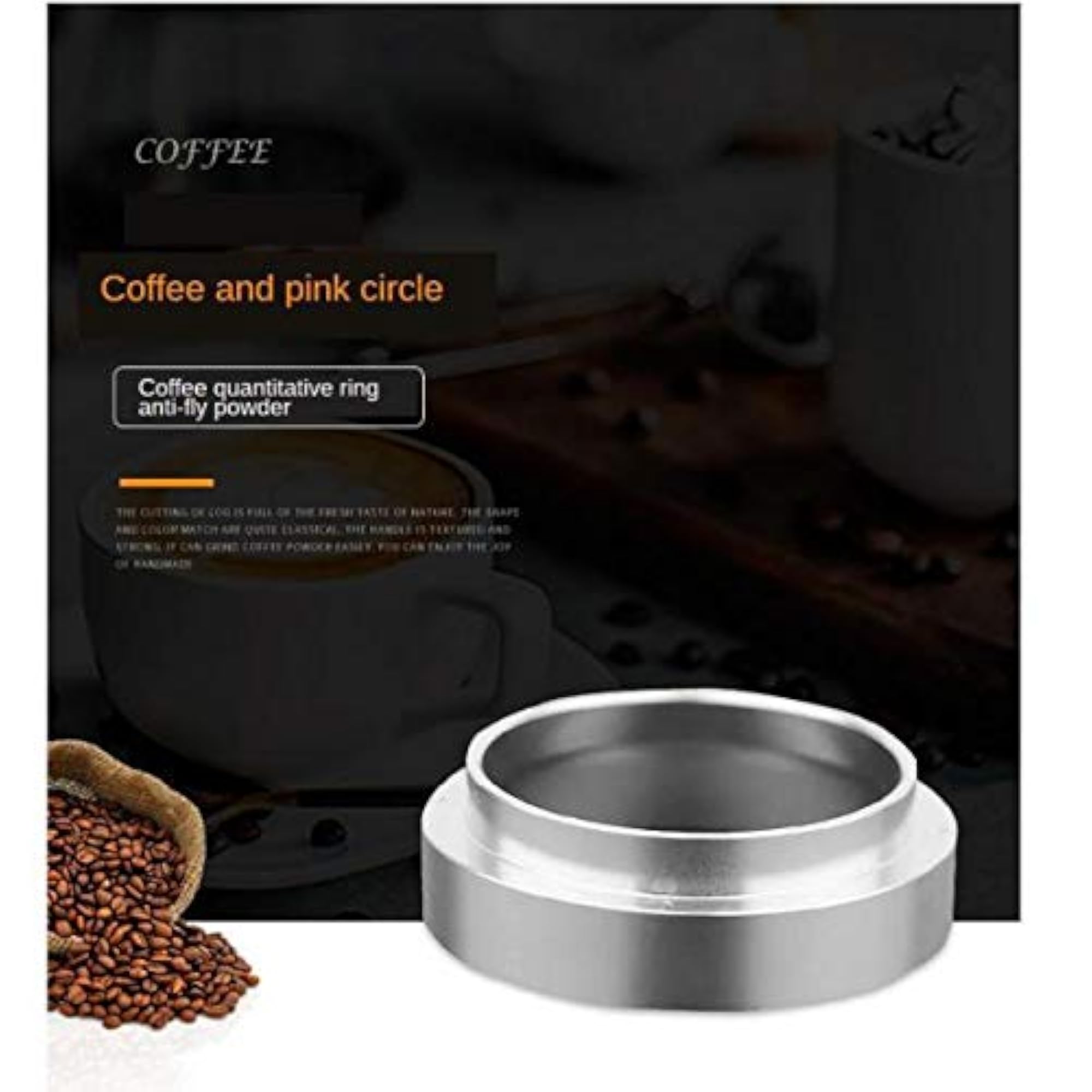 Coffee Dosing Ring Replacement Funnel, Aluminum, Silver