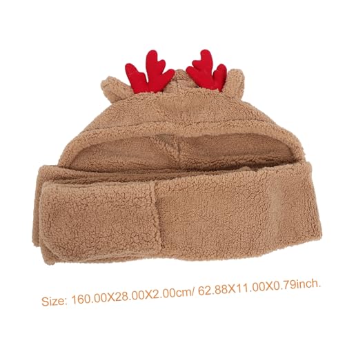 Female Antler Hat Scarf Warm Woolen Cap for Winter Fashionable Deer Ear Design Coffee2