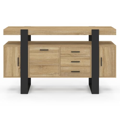 Buffet 140 cm PHOENIX 3 portes et 3 tiroirs bois et - vue 5