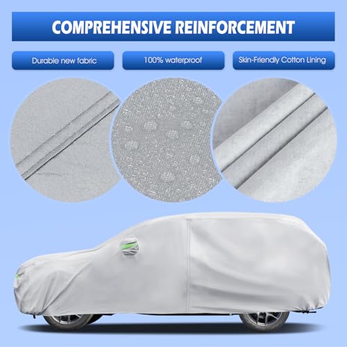 Image of Car Cover Custom Fit for Jeep Grand Cherokee 2000-2026, Migaven Waterproof Full Exterior Cover Sun Rain Protection with Door Zipper and Cotton Lining, Silver