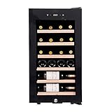 UsmAsk Enfriador de Vino de Madera Maciza de Vidrio, Enfriador de Vino de Temperatura Constante, compresor doméstico pequeño, Puerta de Vidrio silenciosa para refrigerador