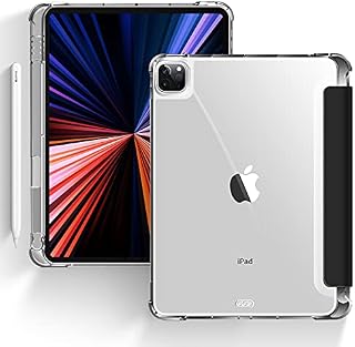 ProElite Smart Flip Case Cover for Apple iPad Air 11, Air 5th/4th Gen 10.9 inch, Clear Soft Back with Pencil Holder, Black Price In India