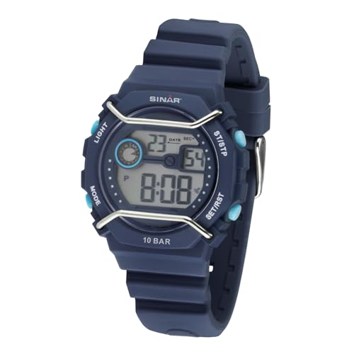 Montre de sport numérique à quartz SINAR pour garçon étanche 10 bars XE-69-2