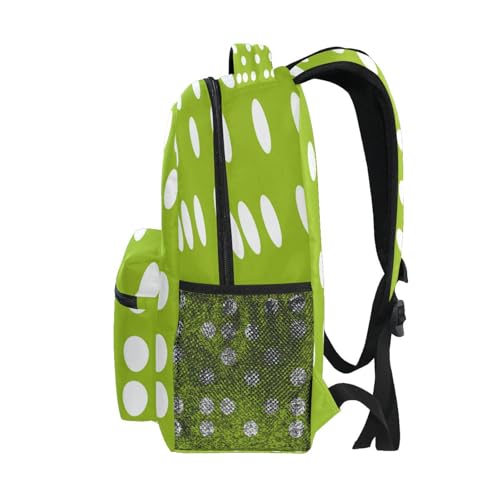 Grass Green White Dots Kids Backpack School Backpacks for Boys Girls 16 IN Book Back Pack Bag Casual Travel Daypack with Adjustable Shoulder Strap Zipper4